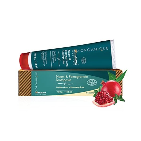 Neem & Pomegranate Toothpaste | Dentifrice sans fluorure | Végétarien | 150g 1-Pack 