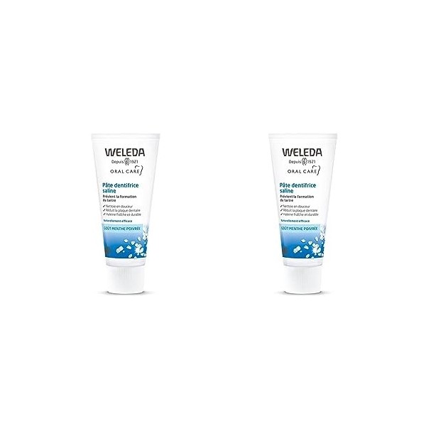 WELEDA - Pâte Dentifrice Saline - Formule Naturelle Contre le Tartre - Goût Menthe Poivrée - Tube 75 ml Lot de 2 