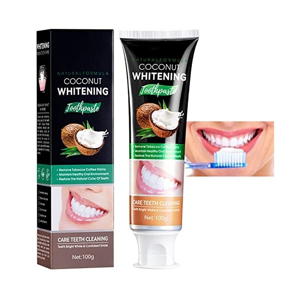 Noix Coco Naturellement Blanches Dents,Dentifrice Noix Coco,Dentifrice Naturel Noix Coco,Huile Noix Coco Blanchiment Dents,De