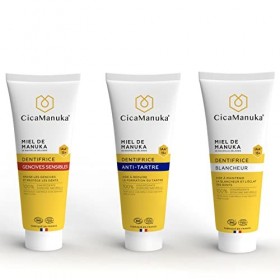 CICAMANUKA - Trio dentifrices au miel de Manuka - Apaise, Exfolie, Blanchit - Soins bucco-dentaires