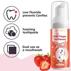 Dentifrice mousse enfant, Dentifrice en mousse pour enfants au goût de fraise, dentifrice pour soins bucco-dentaires pour enf
