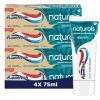 Aquafresh Dentifrice Naturals Menthe Rafraîchissante, Nettoie, Rafraîchit et Protège Activement Les Dents, 4x75 ml