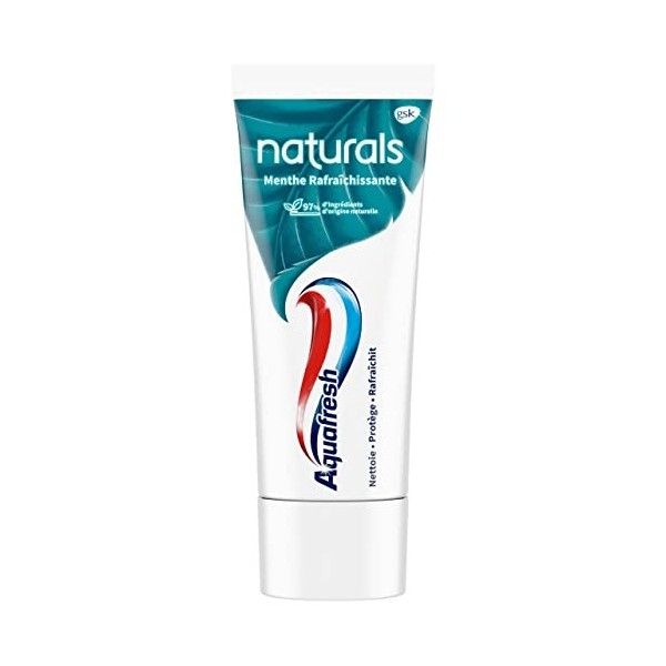 Aquafresh Dentifrice Naturals Menthe Rafraîchissante, Nettoie, Rafraîchit et Protège Activement Les Dents, 4x75 ml