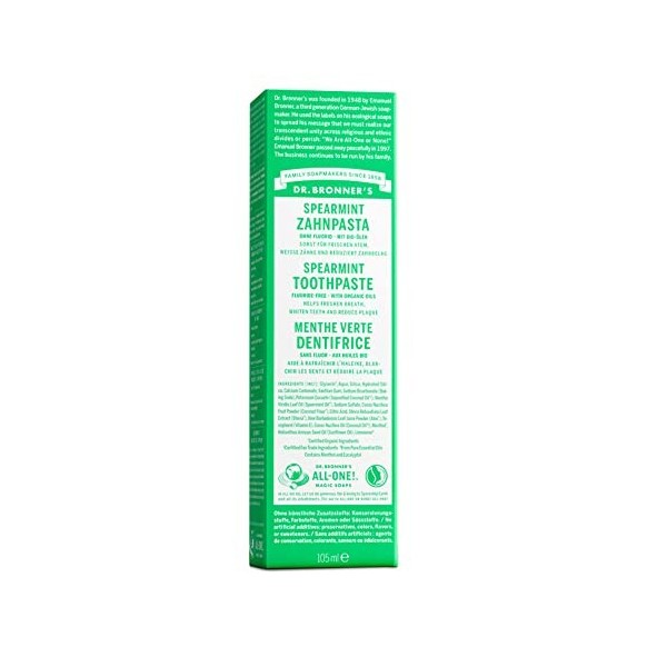 Dr Bronners Dentifrice Menthe Verte 105 ml