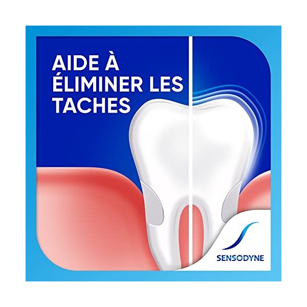 Sensodyne Dentifrice Soin Blancheur Naturelle, Action Sensibilité 24H, Traitement Sensibilité, Dentifrice Blanchissant au Cha