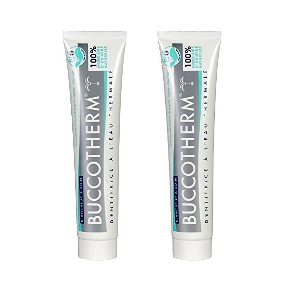Buccotherm Dentifrice à lEau Thermale Blancheur & Soin Bio Lot de 2 x 75 ml