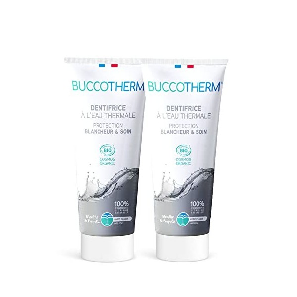 BUCCOTHERM | [Dentifrice Blancheur & Soin] | Certifié Bio | Apaise les gencives | Protège | Renforce l’émail | Prévention des