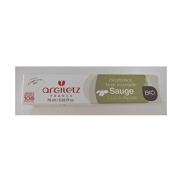 Argiletz Dentifrice à  largile verte et à  la Sauge bio 75ml