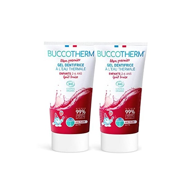 BUCCOTHERM | [Gel Dentifrice Protection Enfant 2/6 ans] | Lutte contre les caries | Goût Fraise – Sans sucre | Certifié Bio |