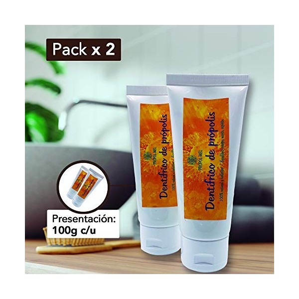 Pack x 2 dentifrice naturel 100g chacun. La Propolis agit comme régénérateur et fortifiant des gencives, reminéralisant denta