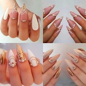 4 Boîtes Ongles Perles Fond Plat Strass Ongle Nail Art Argent Blanc Demi Rond Bijoux Ongles Holographique Paillettes Poudre O