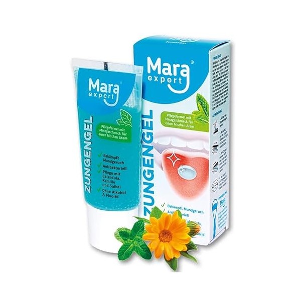 MARA EXPERT Gel de langue médical lutte contre les dépôts de langue bactériens et nettoie et nourrit la langue avec du calend