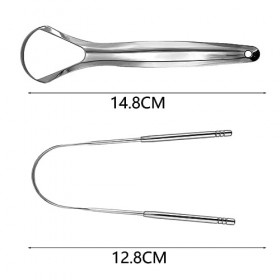Gratte-langue, 2Pcs Gratte-Langue en Acier Inoxydable Set, Forme de U Grattoir de Langue en Acier Inoxydable, Nettoyeur De La