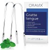 Gratte-Langue en Acier Inoxydable | Lot de Deux | Gratte-Langue Grattoir Langue | Gratte-langue inox pour Enfants et Adultes 