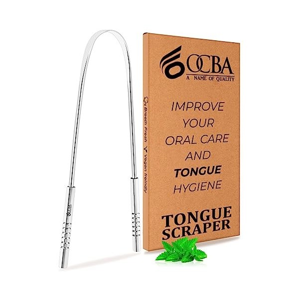 OCBA Grattoir de langue pour la santé bucco-dentaire - En acier inoxydable - En acier inoxydable - Antirouille - Utilisation 