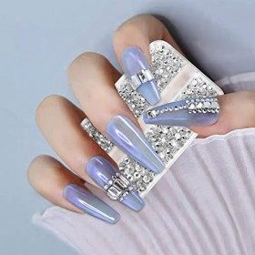 2 Boîtes Strass Art dOngle, plus de 3300pcs Nail Art Strass 6 Tailles Pierre Strass Transparent avec Stylo Dotting Ongles po