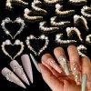30 Pièces Nail Art Strass, EBANKU dOngles Charmes de 3D Coeur Nail Art Charms Strass pour Nail Art Décoration, 15 Paires Coe