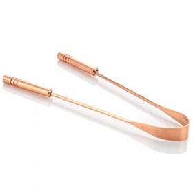 Gratte-langue 100 % cuivre avec pochette en toile de jute, respectueux de la santé buccale réutilisable, antibactérien