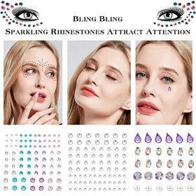 Strass Autocollant, Tatouage Temporaire Strass Visage, Autocollants Visage pour Strass Visage Maquillage Décoration Ongles Na