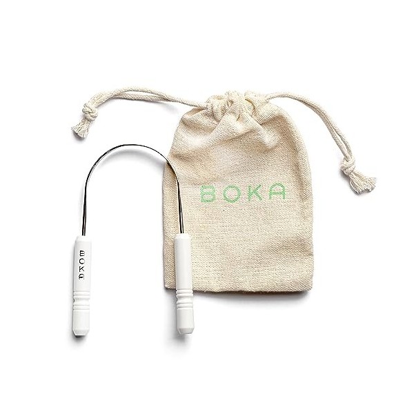 Boka Gratte-langue pour adultes et enfants avec étui – Nettoyeur de langue en acier inoxydable avec pochette de voyage en lin