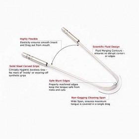 HealthAndYoga Surgical Grade Stainless Steel Tongue Cleaner Scraper | Bacteria Inhibiting, Non-synthetic Grip | Sterilizable 