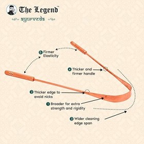 The Legend Lot de 3 gratte-langue Ayurveda Heavenly Copper | Gratte-langue en métal et fait à la main lot de 3 poignées épai