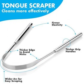 Grattoir à langue - Brosse de nettoyage de langue en acier inoxydable for aider à se débarrasser de la mauvaise haleine et de
