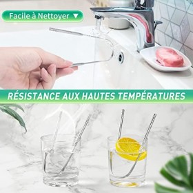 Annhua Gratte Langue avec Boîte de Rangement, 2 Paquet Racle Langue en Acier Inoxydable en Forme de U et de Poignée 