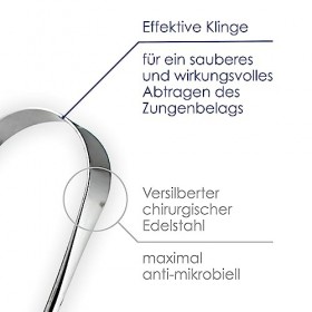 Dr. Wunder® Grattelangue : 100 % acier inoxydable chirurgical Naturellement antimicrobien Grattoir professionnel pour la lang