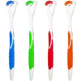 Brosse à langue 2 en 1, gratte-langue, gratte-langue, aide à lutter contre la mauvaise haleine, 4 gratte-langue rouge + oran