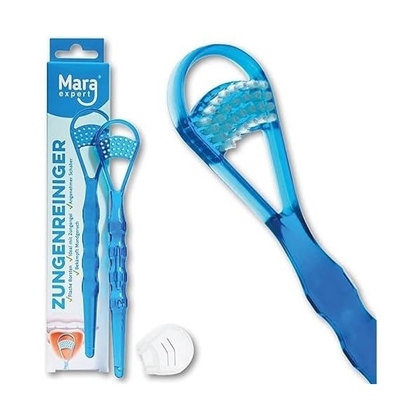 MARA EXPERT Nettoyant pour langue professionnel pour une respiration sûre, une brosse à langue et un grattoir en 1, élimine l