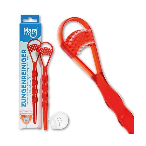 MARA EXPERT Nettoyant pour langue professionnel pour une respiration sûre, une brosse à langue et un grattoir en 1, élimine l