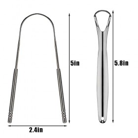 SAVITA 4pcs Gratte Langue Acier Inoxydable de Qualité Médicale éliminer la Mauvaise Haleine Brosse à Langue Nettoyant Avec Po