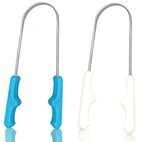 Lot de 2 grattoirs à langue en forme de U en acier inoxydable pour la santé bucco-dentaire et lhygiène lutte contre la mauva