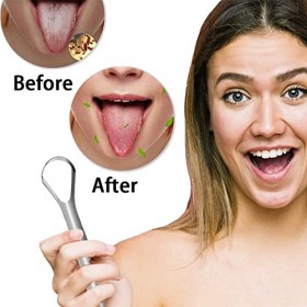 Lot de 3 grattoirs de langue professionnels en acier inoxydable de qualité médicale pour hygiène buccale et haleine fraîche