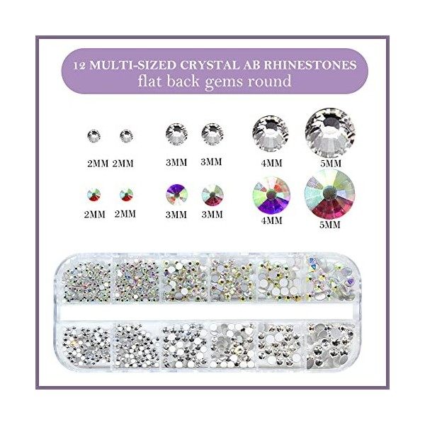 Strass Ongle Nail Art,1440 Pièces Strass,Strass Ongle,Nail Art Strass,Kit Strass Nail Art,Livré Avec Une Pince à épiler en Ar