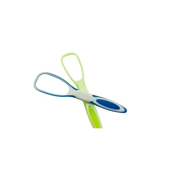 Lot de 2 grattoirs de langue en plastique pour la langue - Pour enlever la mauvaise haleine - Soins dentaires vert et orange