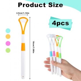 Gratte-langue 2 en 1 en plastique - Hygiène Buccale Optimale - Lot de 4 avec étui de voyage pratique pour adultes et enfants 
