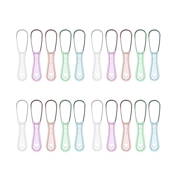 Eowppue Lot de 20 grattoirs à langue en acier inoxydable pour adultes et enfants - Soin de nettoyage buccal pour lhygiène - 