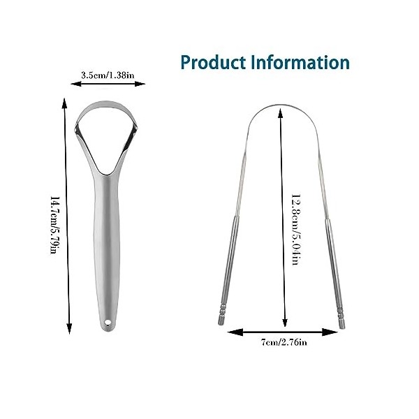 Lot de 4 Gratte Langue en Acier Inoxydable,Tongue Scraper pour Adultes,réduit la mauvaise haleine,le nettoyeur de langue vous