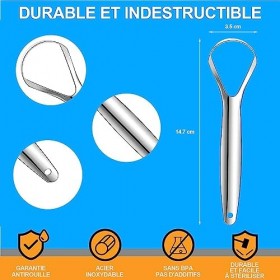 XOPOZON Lot de 3 Gratte Langue en Acier Inoxydable pour Adultes, Brosse à Langue pour le Nettoyage de la Bouche, Gratte-Langu