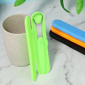 Lot de 4 grattoirs de langue en acier inoxydable - Grattoir à langue unique - Pour soins bucco-dentaires et haleine fraîche