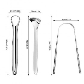 Fezf Ensemble de 3 pièces Gratte Langue Gratte-Langue en Acier Inoxydable,Tongue Scraper,Gratte-Langue Grattoir à Langue Grat