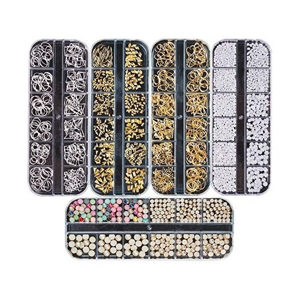 Ranvi 3000 Pièces 5 Boîtes Nail Art Strass Set Ornements Ongles Style1