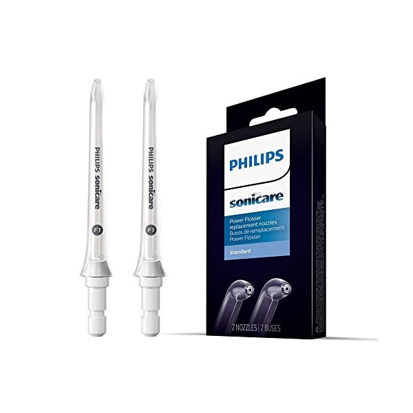 Lot de 2 canules F1 standard de jet dentaire Philips Sonicare : accessoire pour jet dentaire compatible avec lappareil sans 