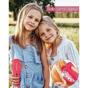 Jissta Kit de machine a strass pour cheveux,machine à tisser à paillettes, stylisateur de pierres pour accessoires de cheveux