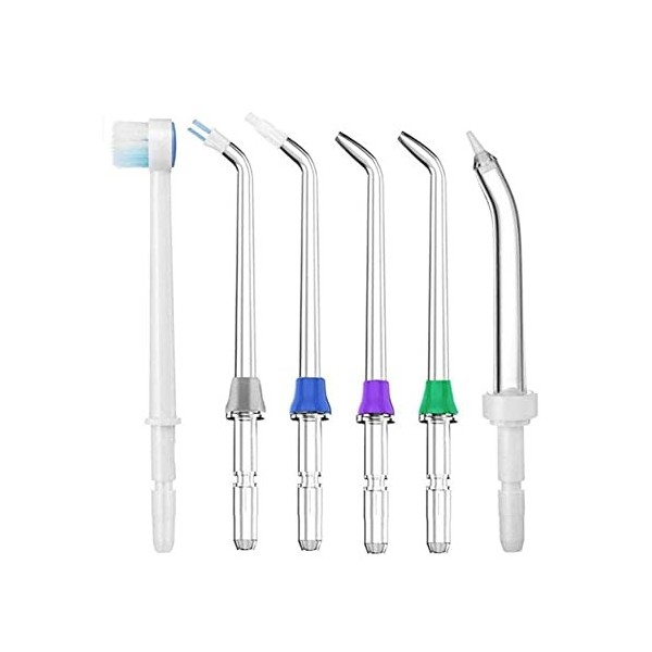 Jerilla 6 pièces Set de Buses pour Irrigateur Buccal, Embout Jet de Remplacement Accessoires Compatible avec Waterpik Fil Den