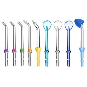Jerilla 9 pièces Ensemble de Buses pour Irrigateur Buccal Embouts de Jet de Rechange Compatible avec Waterpik Hydropulseur WP