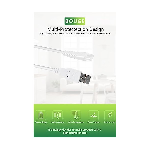 Câble de chargeur pour hydropulseur Nicwell F5025 - Sans fil - Portable - Adaptateur dalimentation - Blanc