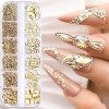 980 Pcs 3D Cristal Ongles Strass Perles Rondes Flatback Verre Gemmes Pierres Multi Formes Tailles Strass Ongles Diamants pour